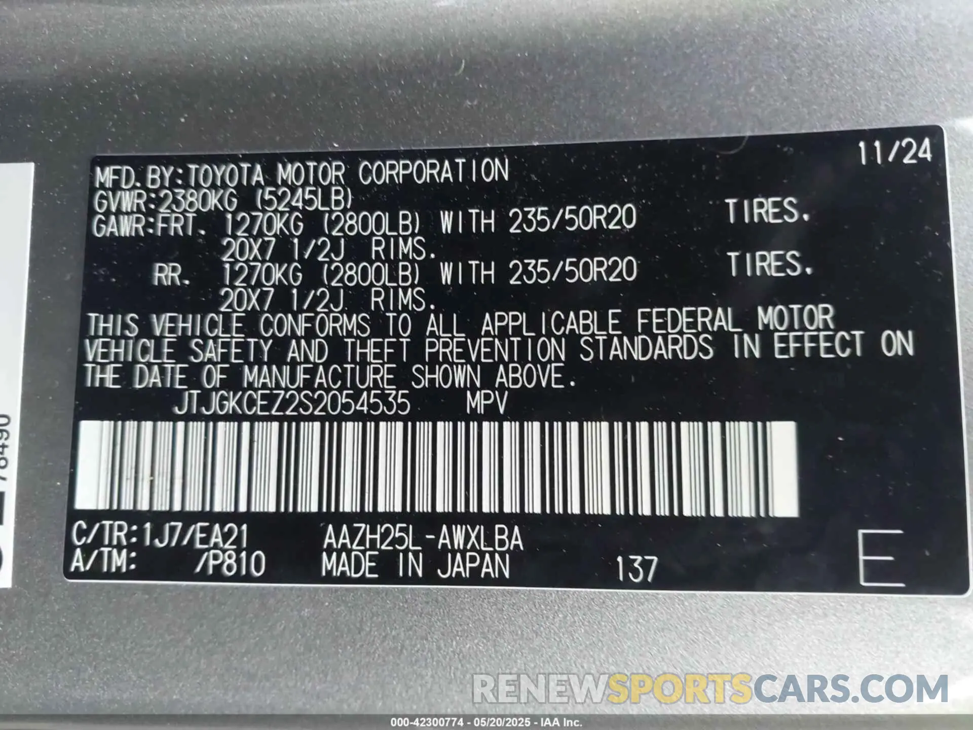 9 Photograph of a damaged car JTJGKCEZ2S2054535 LEXUS NX 350H 2025
