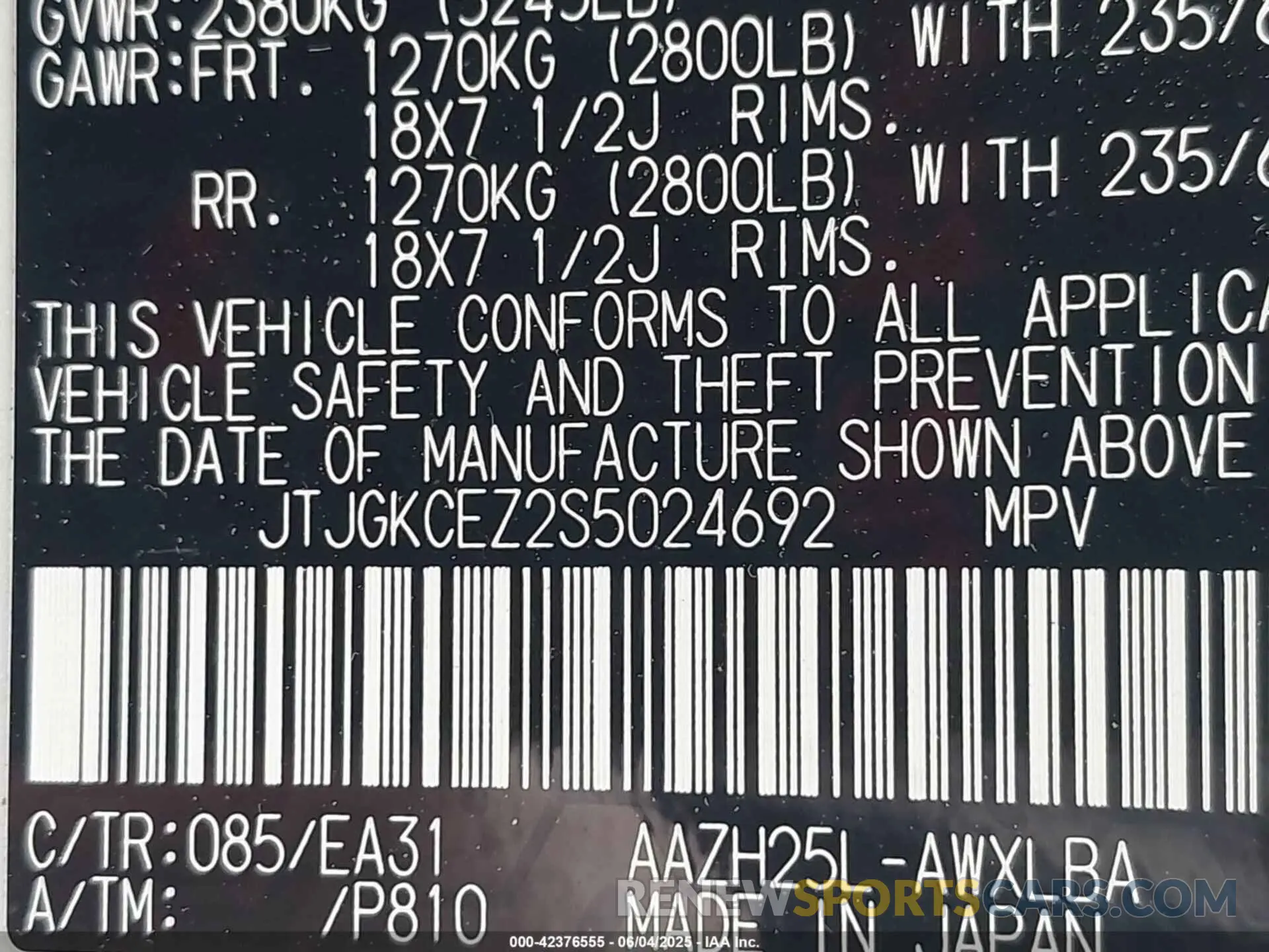 9 Photograph of a damaged car JTJGKCEZ2S5024692 LEXUS NX 350H 2025