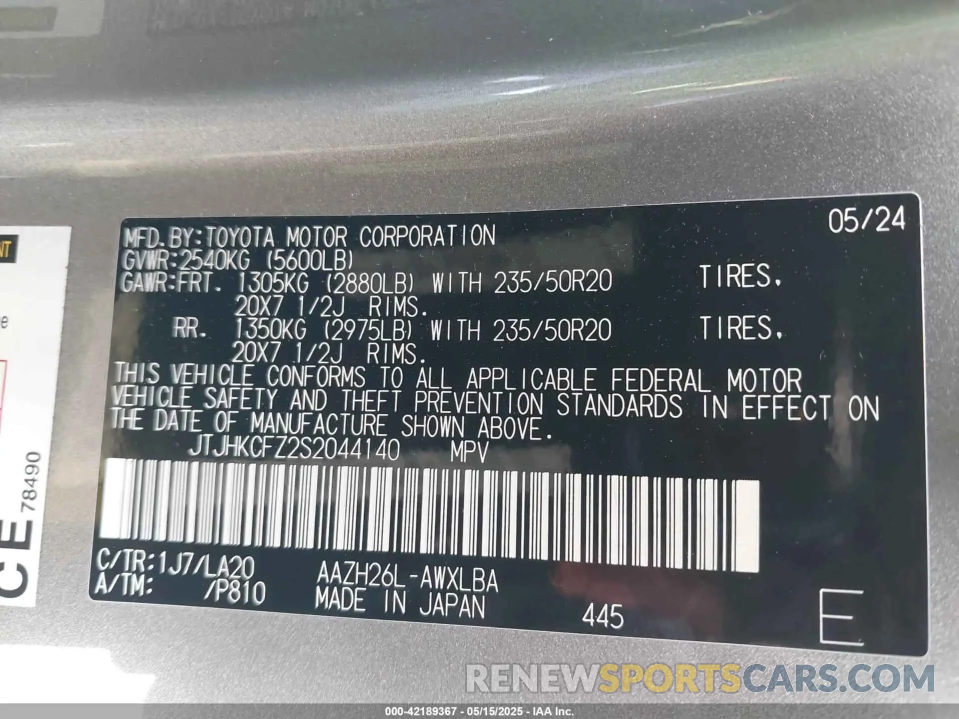 9 Photograph of a damaged car JTJHKCFZ2S2044140 LEXUS NX 450H+ 2025