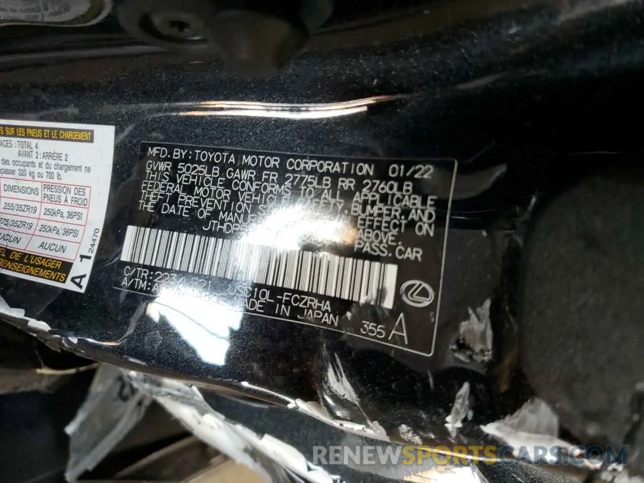 15 Photograph of a damaged car JTHDP5BC3N5008409 LEXUS RC 2022