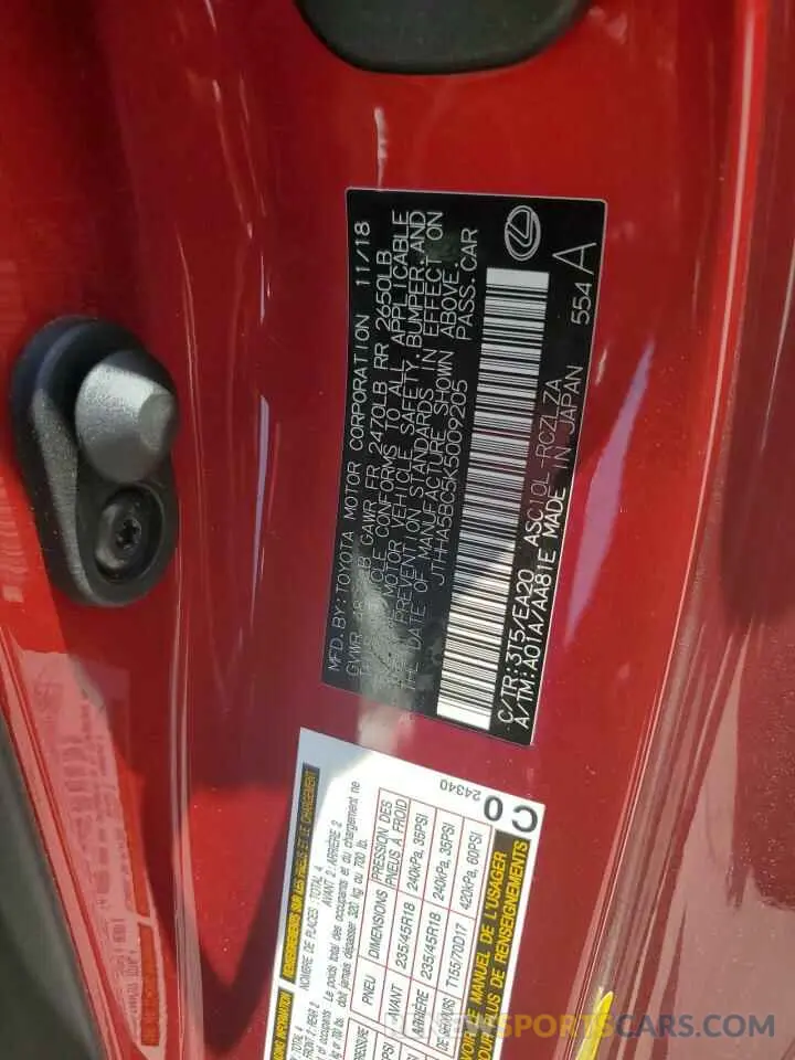 12 Photograph of a damaged car JTHHA5BC5K5009205 LEXUS RC300 2019