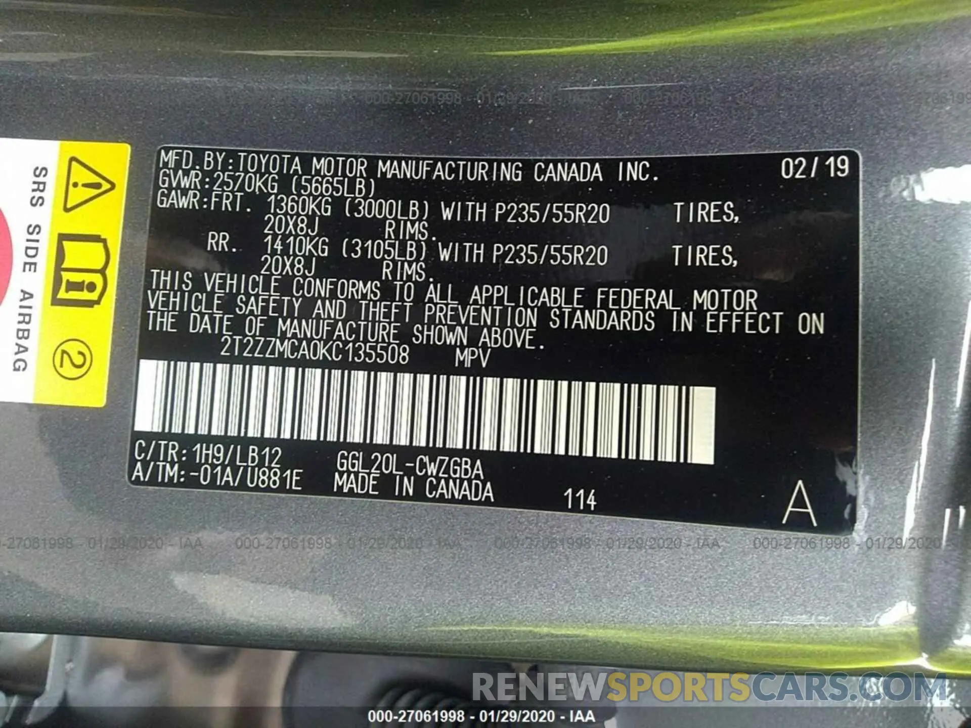 9 Photograph of a damaged car 2T2ZZMCA0KC135508 LEXUS RX 2019
