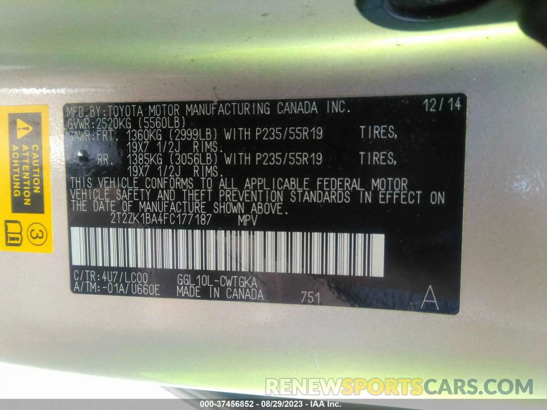 9 Photograph of a damaged car 2T2ZK1BA4FC177187 LEXUS RX 350 2015