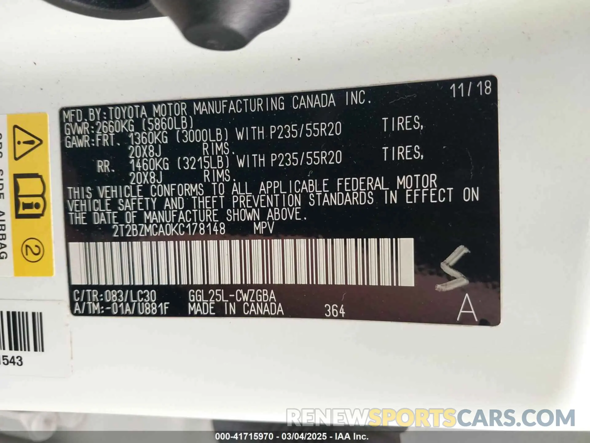 9 Photograph of a damaged car 2T2BZMCA0KC178148 LEXUS RX 350 2019