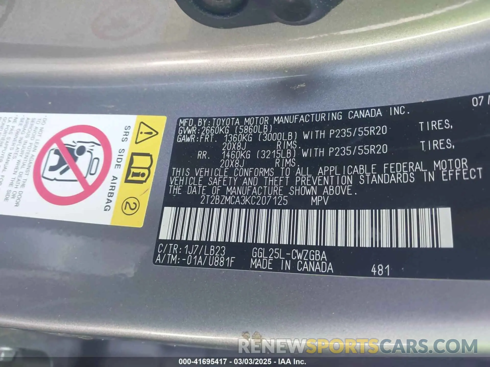 9 Photograph of a damaged car 2T2BZMCA3KC207125 LEXUS RX 350 2019
