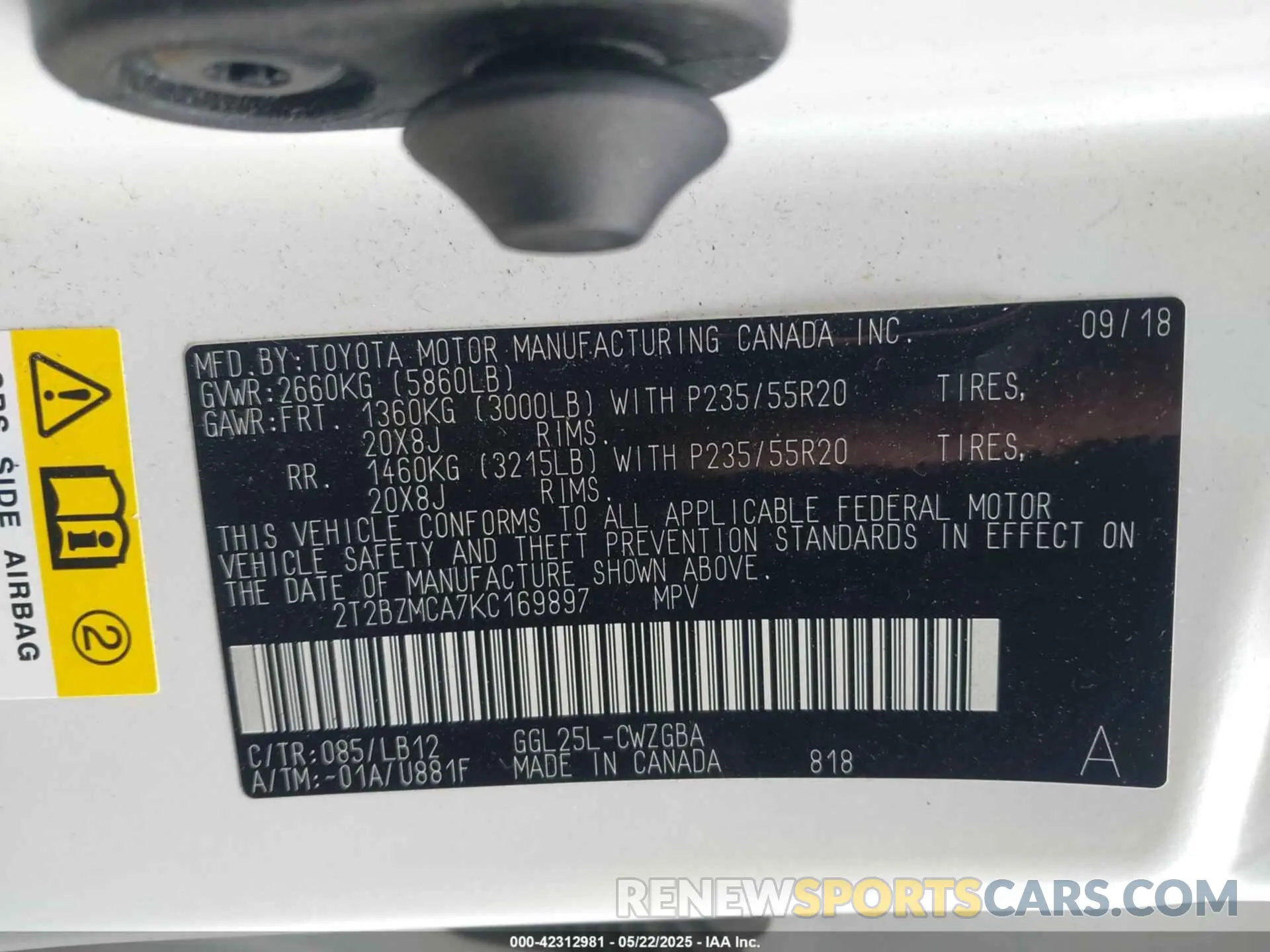 9 Photograph of a damaged car 2T2BZMCA7KC169897 LEXUS RX 350 2019