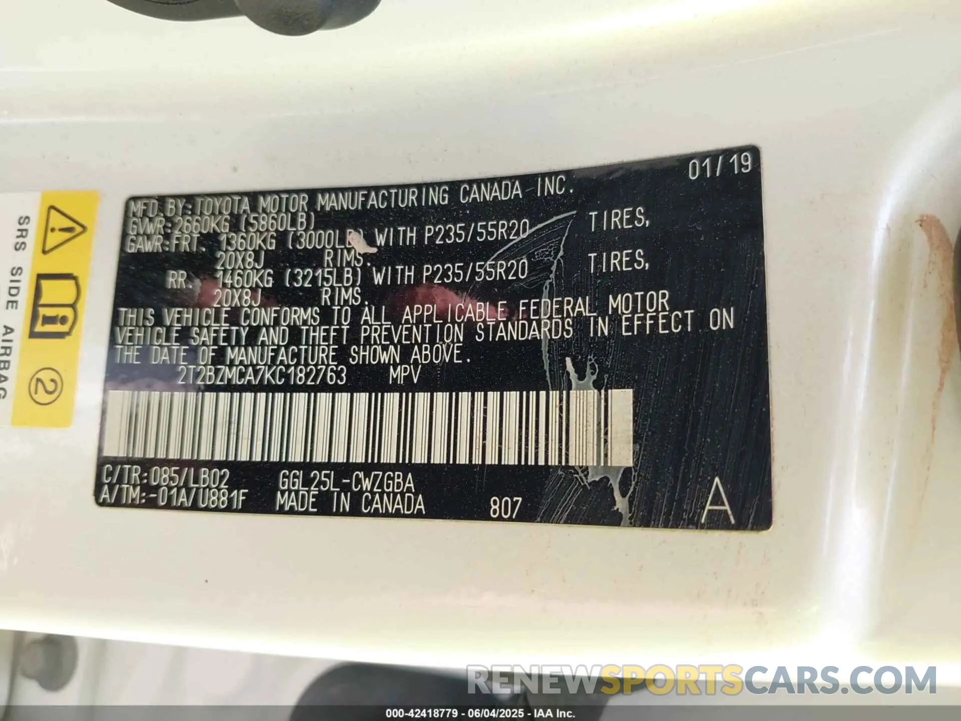 9 Photograph of a damaged car 2T2BZMCA7KC182763 LEXUS RX 350 2019