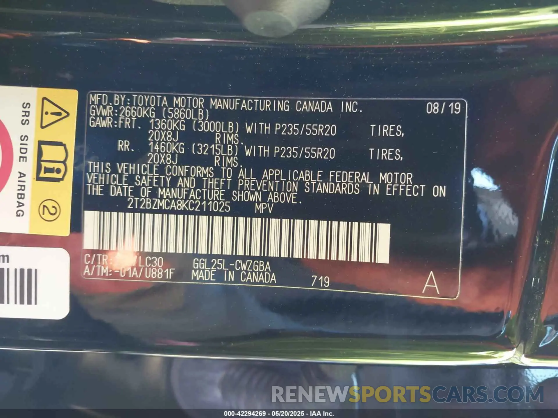 9 Photograph of a damaged car 2T2BZMCA8KC211025 LEXUS RX 350 2019