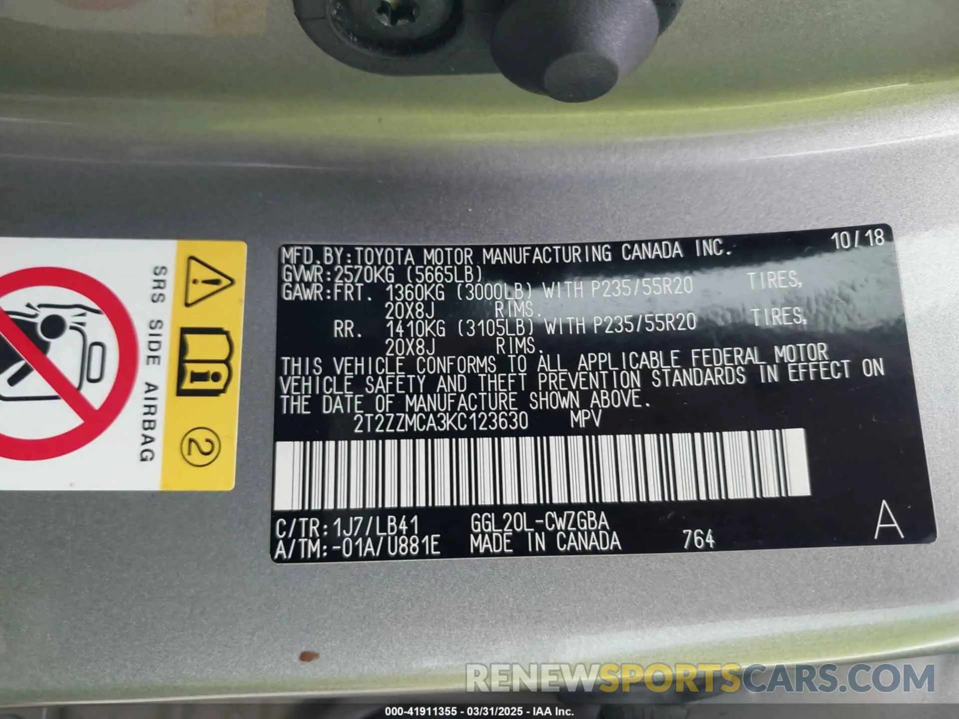 9 Photograph of a damaged car 2T2ZZMCA3KC123630 LEXUS RX 350 2019