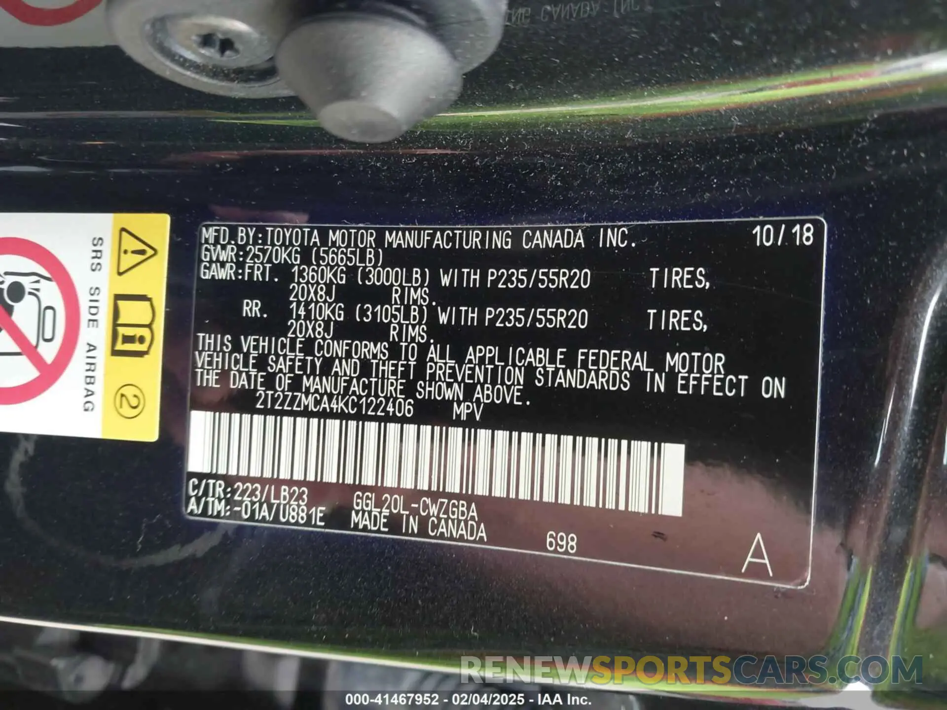 9 Photograph of a damaged car 2T2ZZMCA4KC122406 LEXUS RX 350 2019