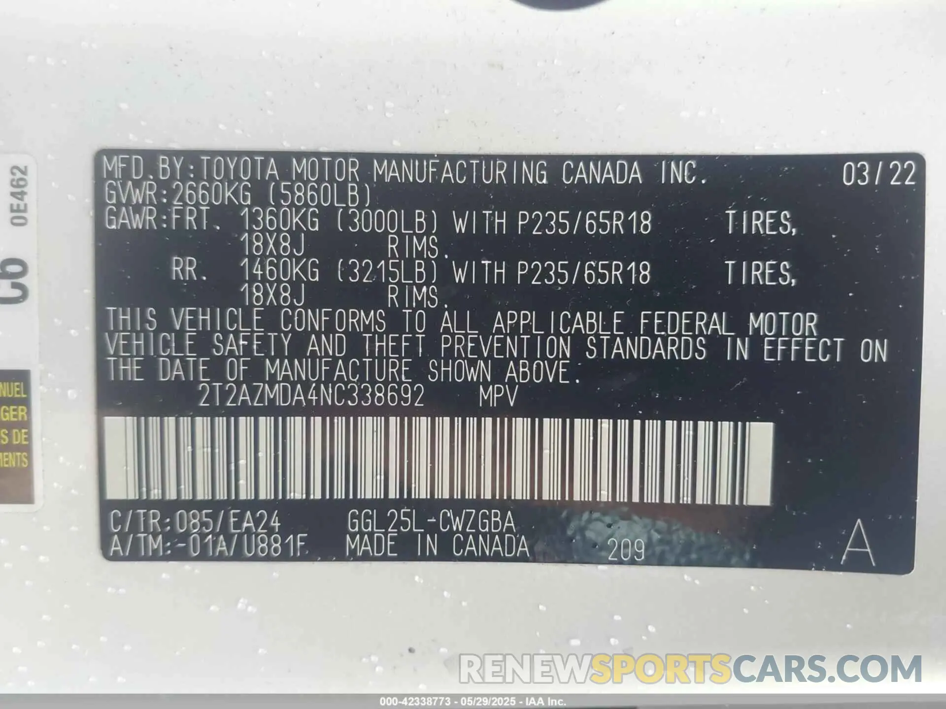 9 Photograph of a damaged car 2T2AZMDA4NC338692 LEXUS RX 350 2022