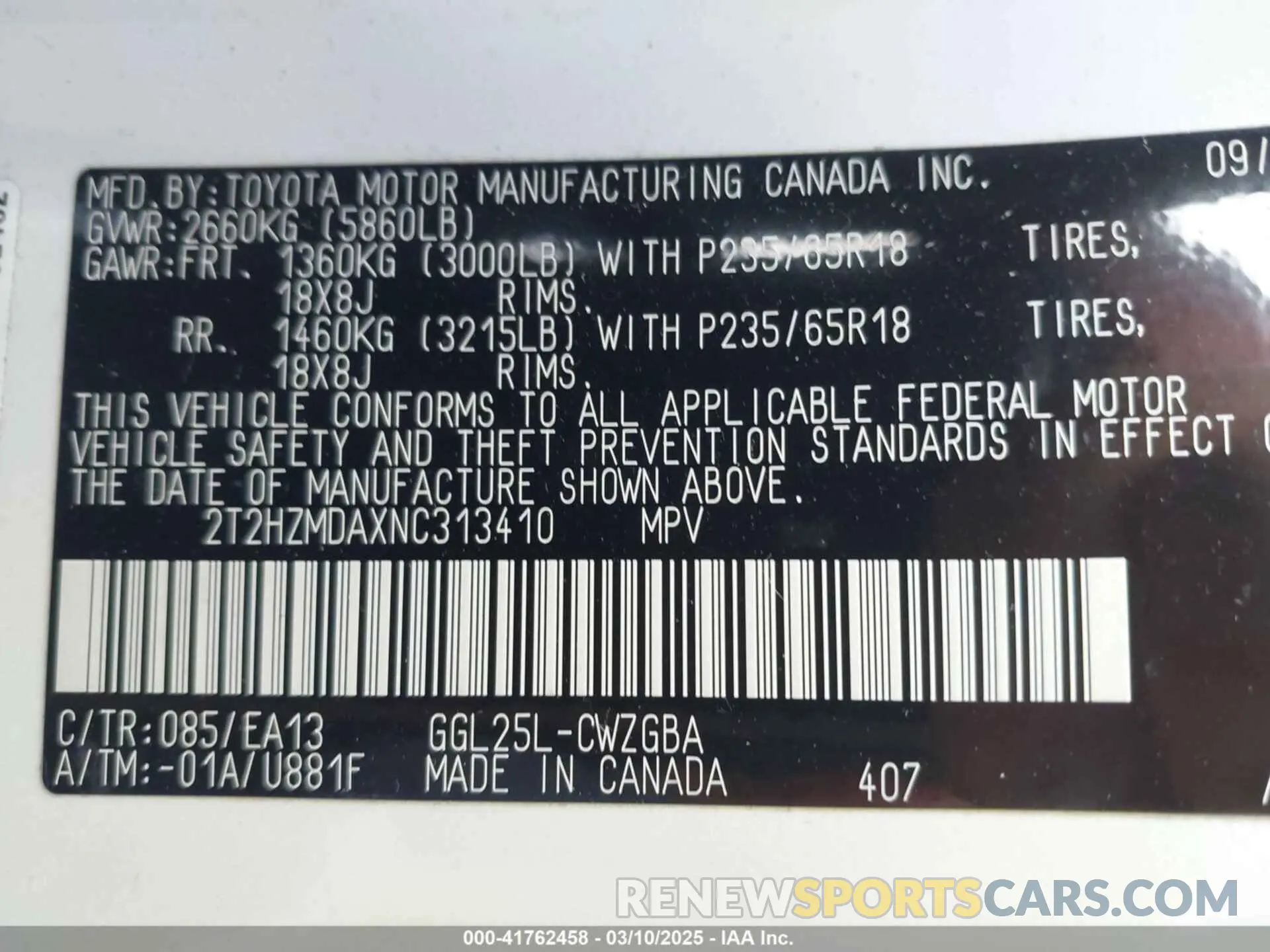 9 Photograph of a damaged car 2T2HZMDAXNC313410 LEXUS RX 350 2022
