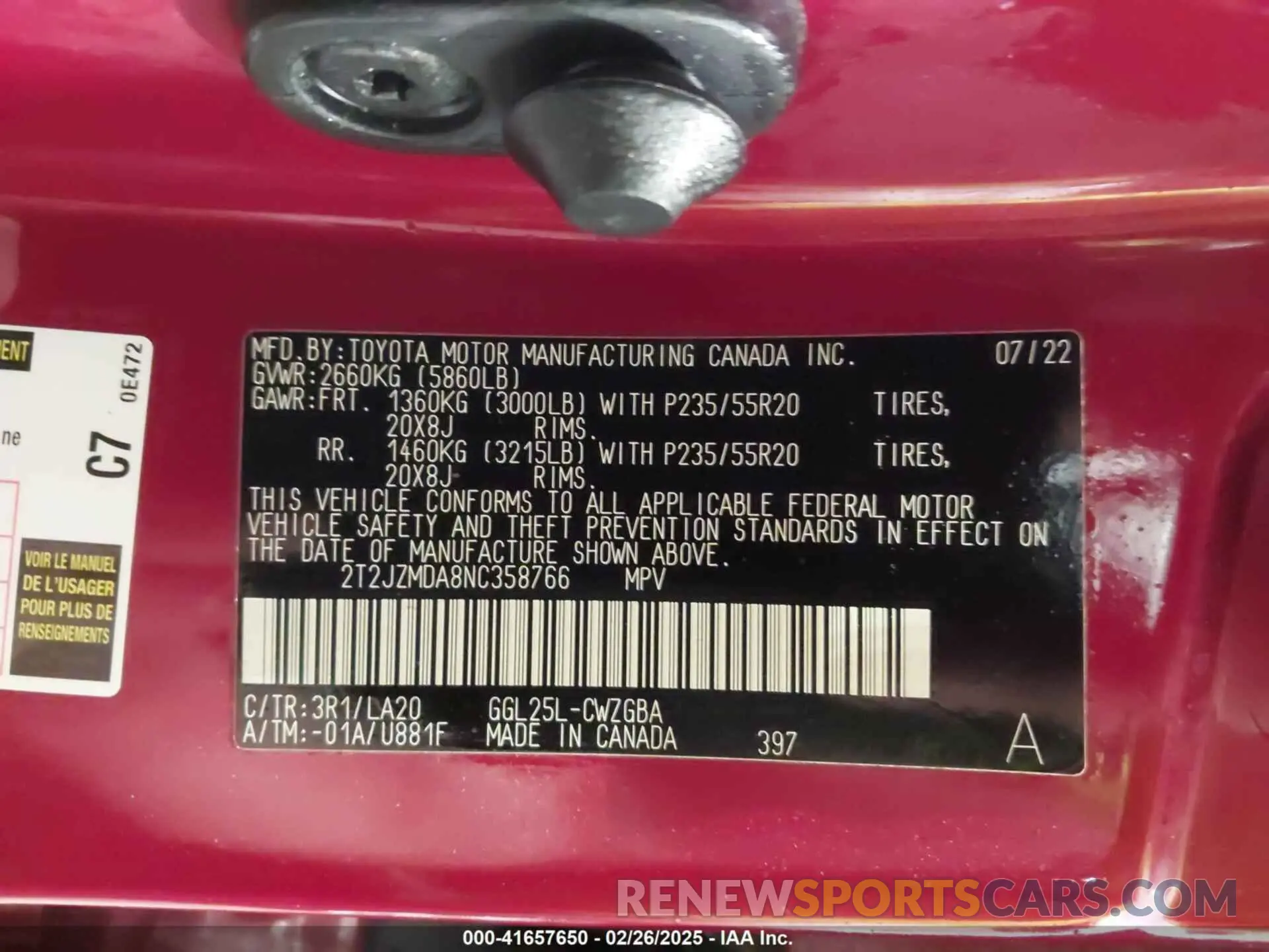 9 Photograph of a damaged car 2T2JZMDA8NC358766 LEXUS RX 350 2022