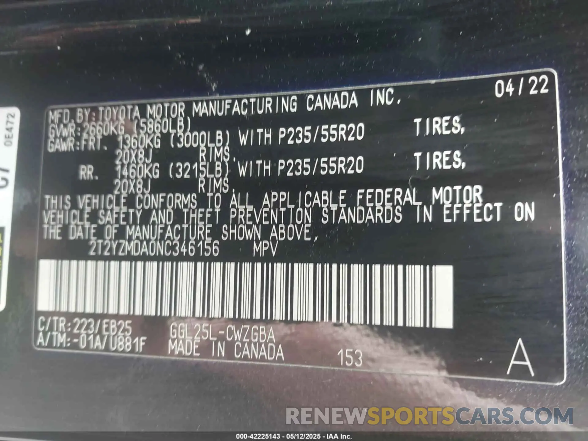 9 Photograph of a damaged car 2T2YZMDA0NC346156 LEXUS RX 350 2022