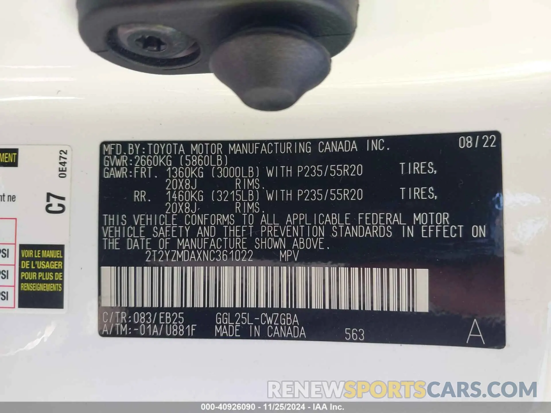 9 Photograph of a damaged car 2T2YZMDAXNC361022 LEXUS RX 350 2022