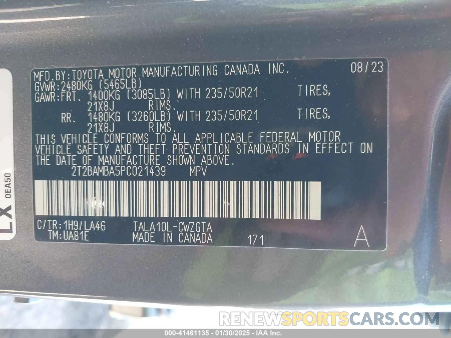 9 Photograph of a damaged car 2T2BAMBA5PC021439 LEXUS RX 350 2023