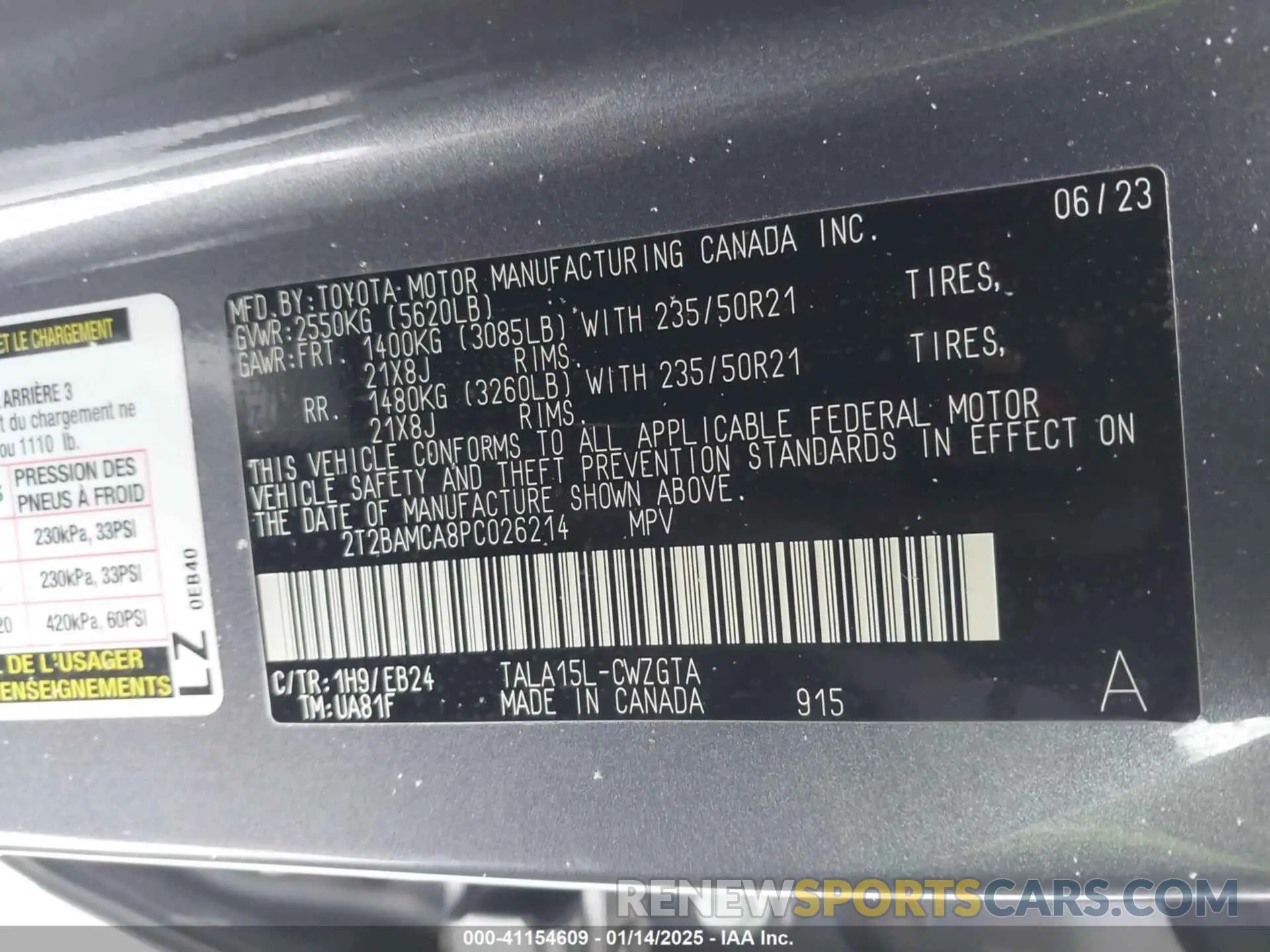 9 Photograph of a damaged car 2T2BAMCA8PC026214 LEXUS RX 350 2023