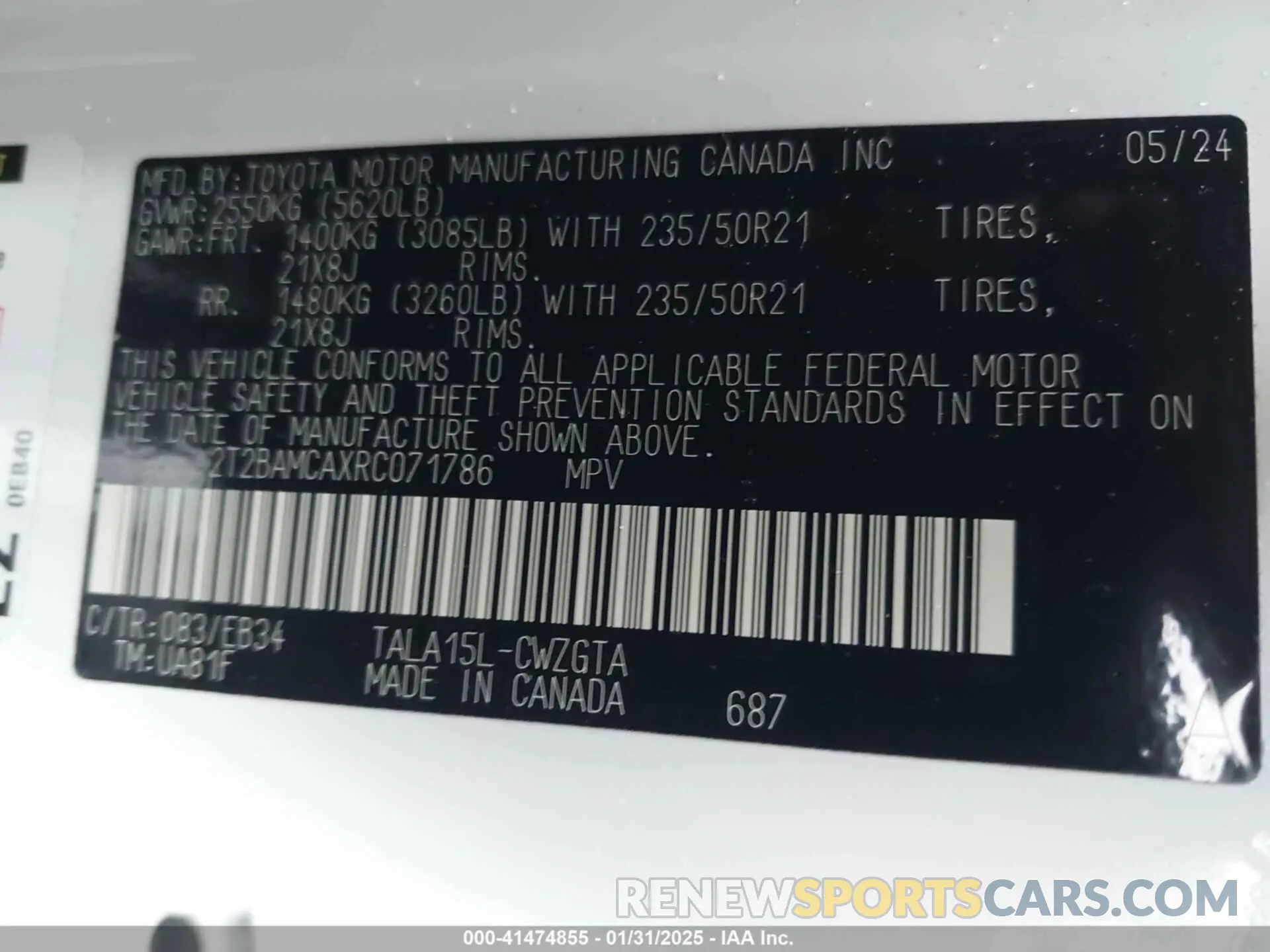 9 Photograph of a damaged car 2T2BAMCAXRC071786 LEXUS RX 350 2024