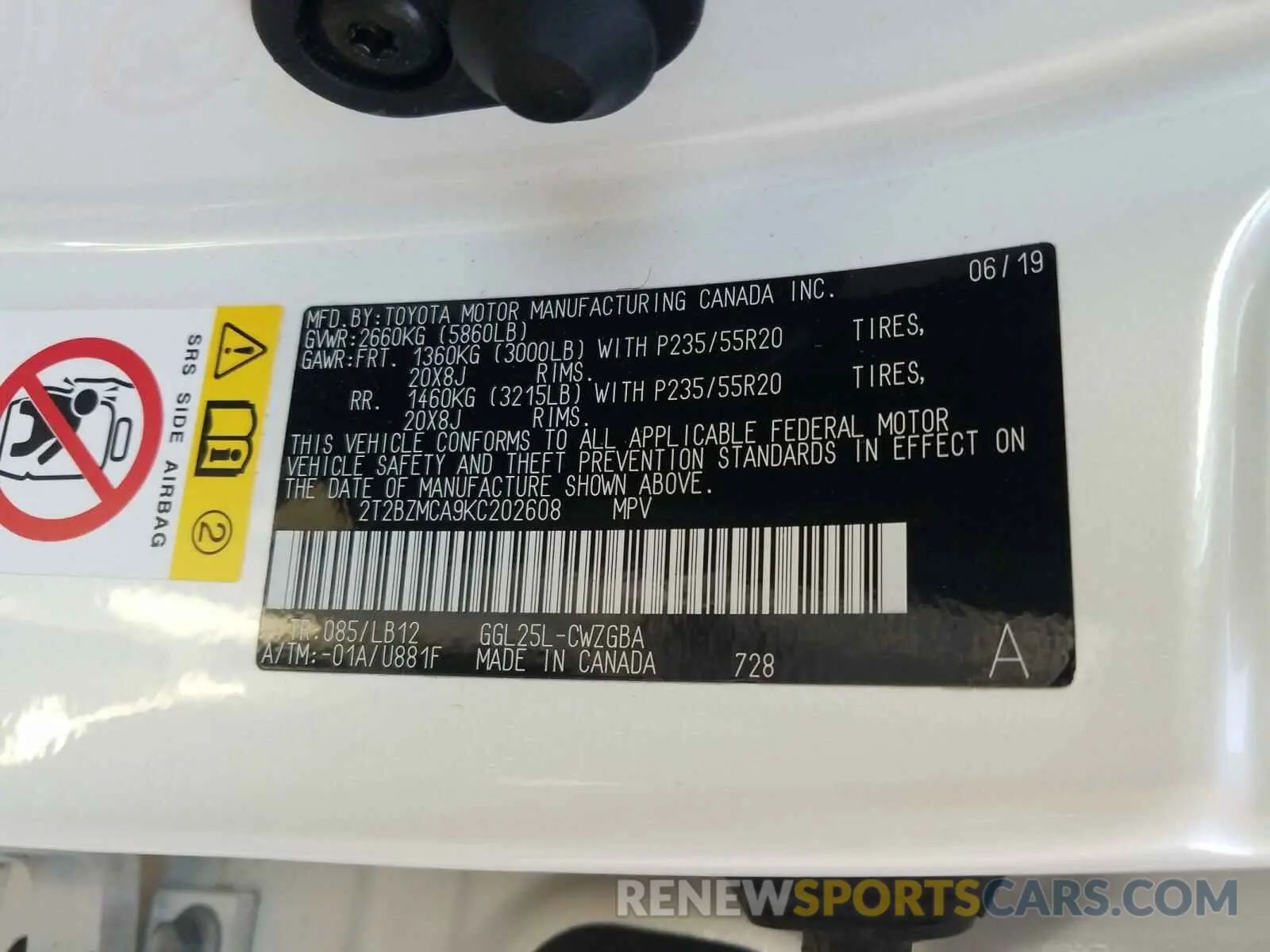 10 Photograph of a damaged car 2T2BZMCA9KC202608 LEXUS RX 350 BAS 2019