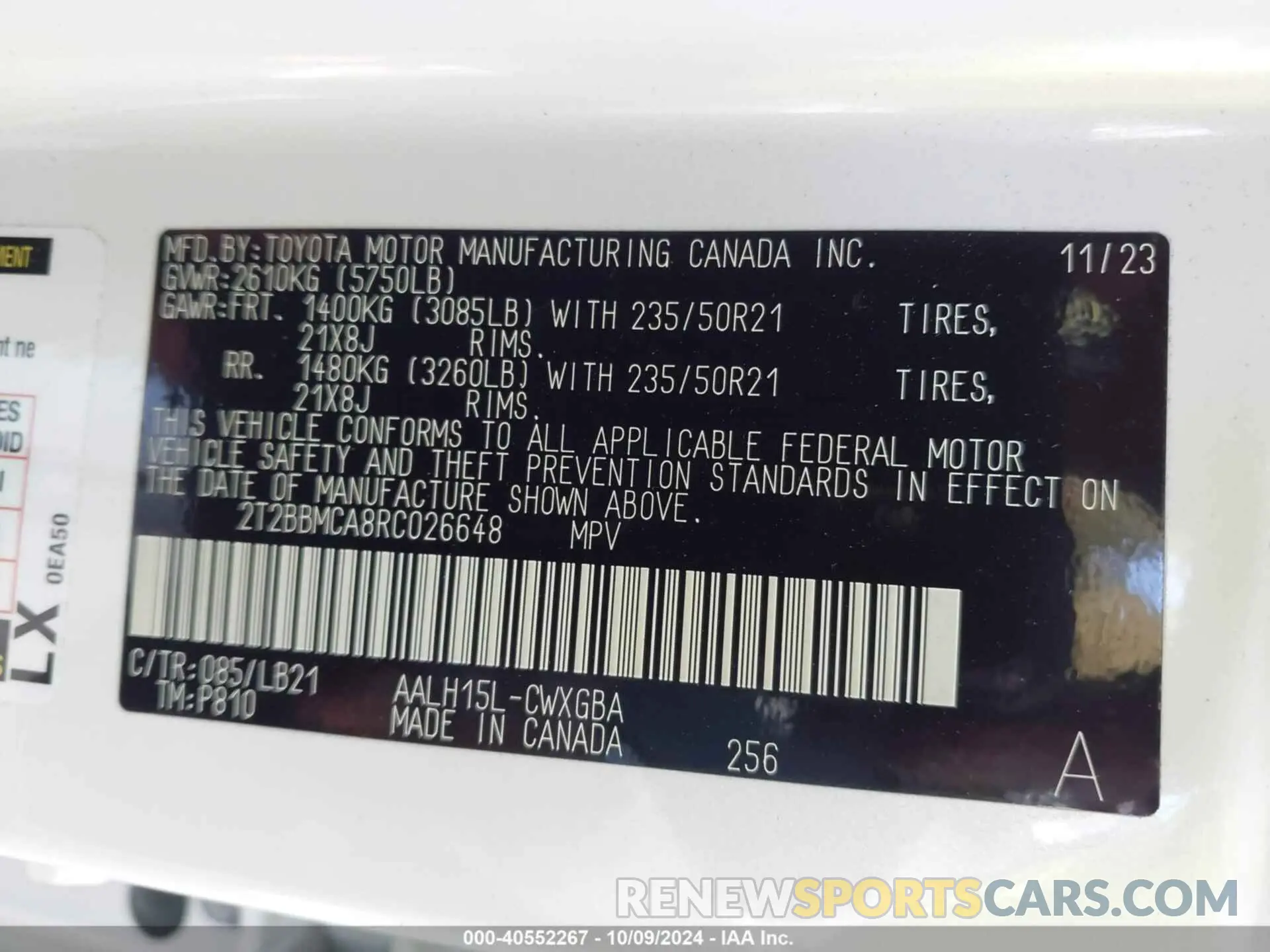 9 Photograph of a damaged car 2T2BBMCA8RC026648 LEXUS RX 350H 2024