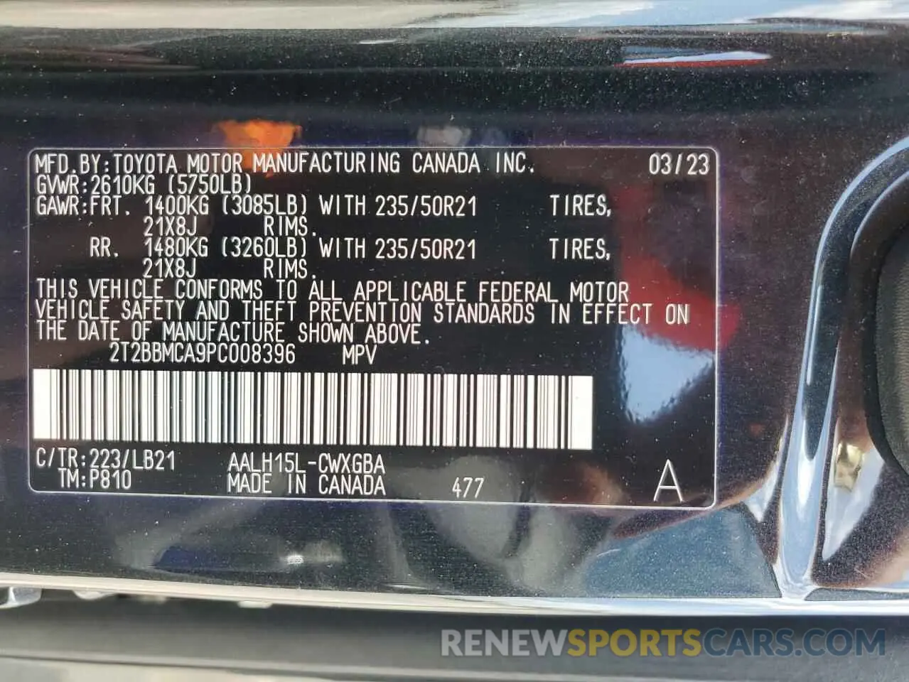 14 Photograph of a damaged car 2T2BBMCA9PC008396 LEXUS RX 350H BA 2023