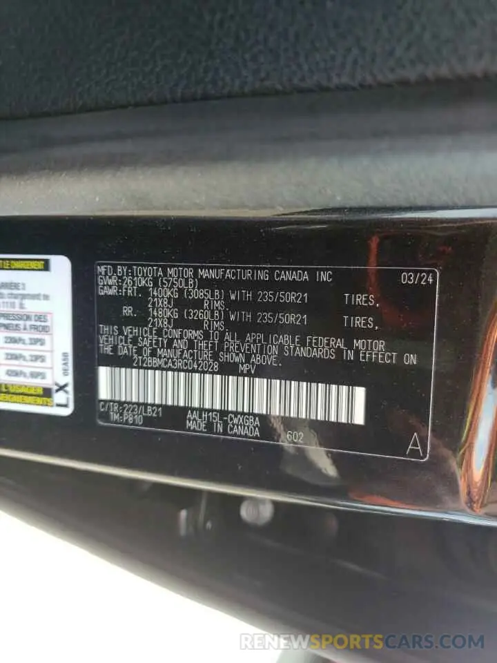 13 Photograph of a damaged car 2T2BBMCA3RC042028 LEXUS RX 350H BA 2024