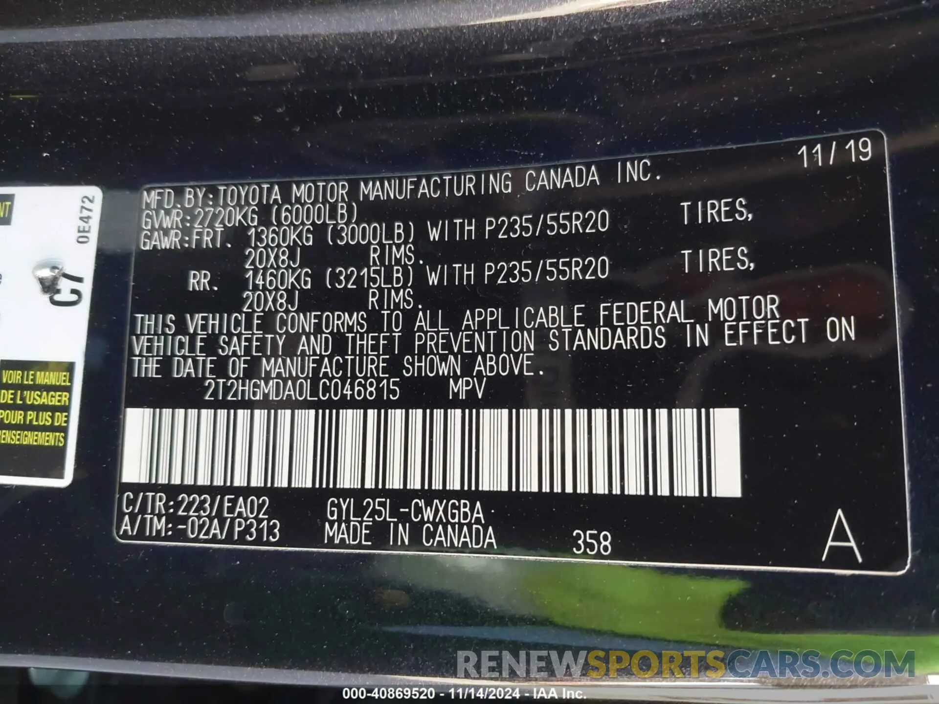 9 Photograph of a damaged car 2T2HGMDA0LC046815 LEXUS RX 450H 2020