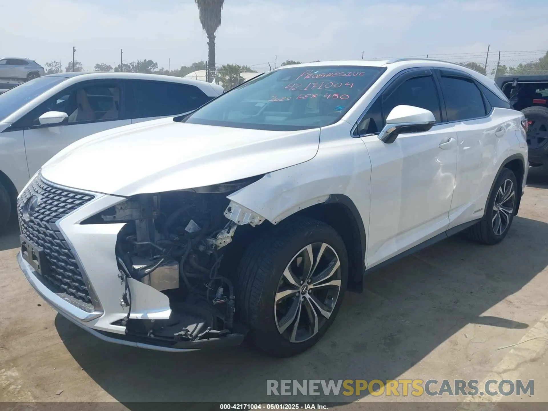 2 Photograph of a damaged car 2T2HGMDA4LC050687 LEXUS RX 450H 2020