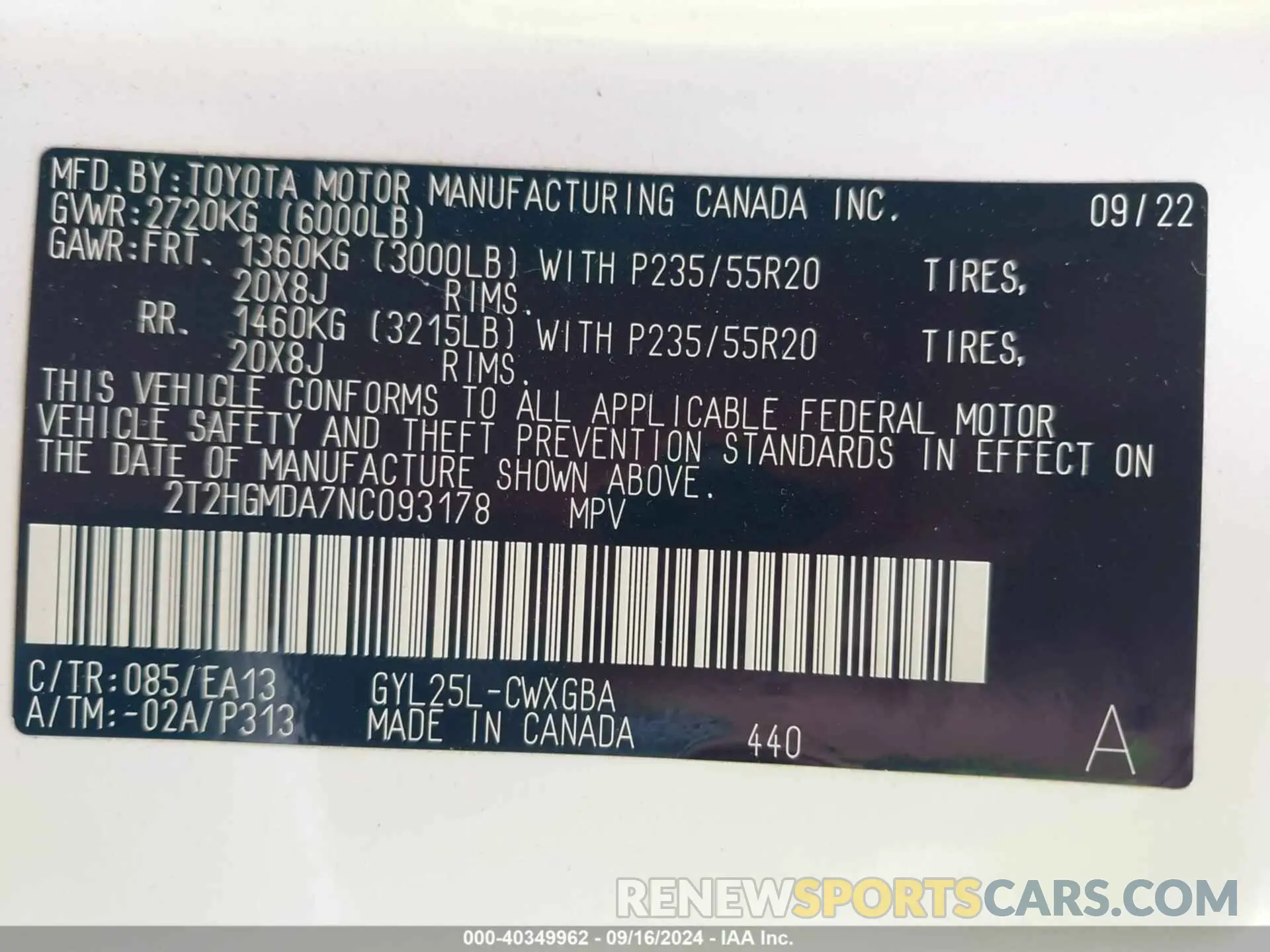 9 Photograph of a damaged car 2T2HGMDA7NC093178 LEXUS RX 450H 2022