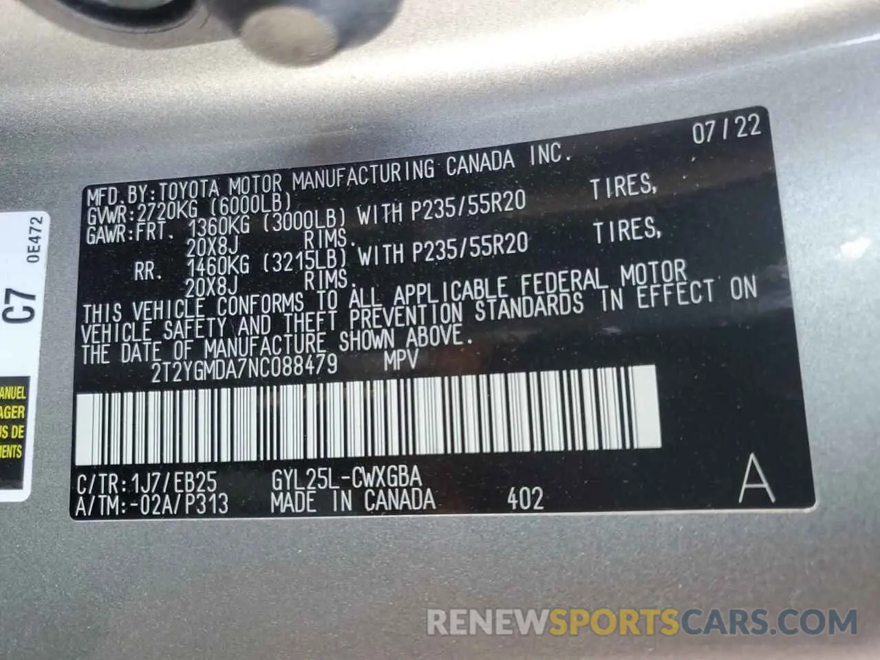 14 Photograph of a damaged car 2T2YGMDA7NC088479 LEXUS RX 450H F 2022