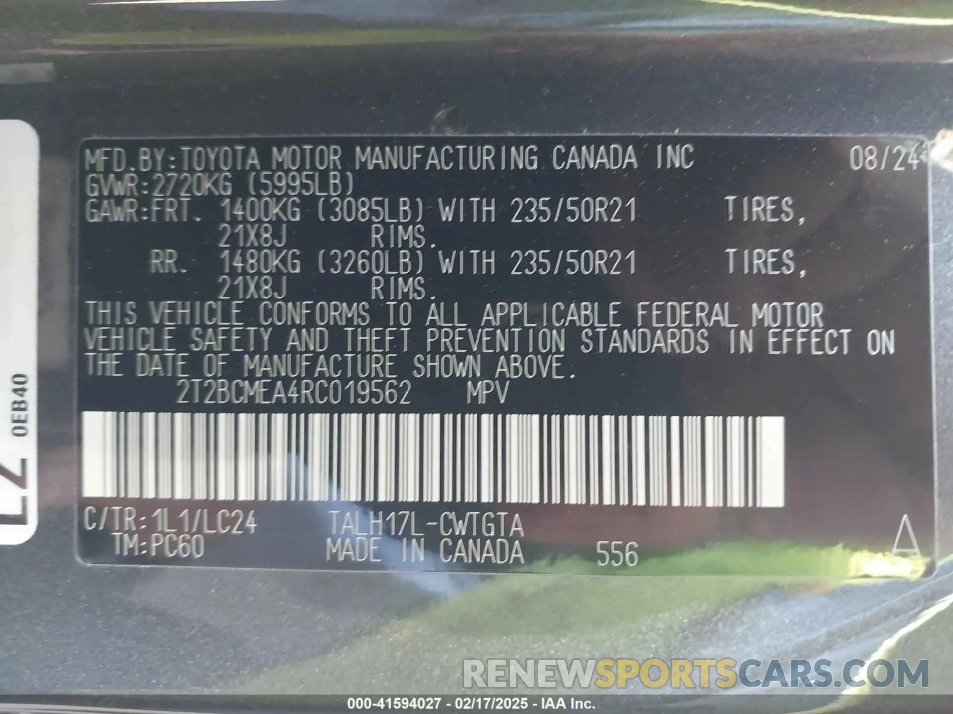 9 Photograph of a damaged car 2T2BCMEA4RC019562 LEXUS RX 500H 2024