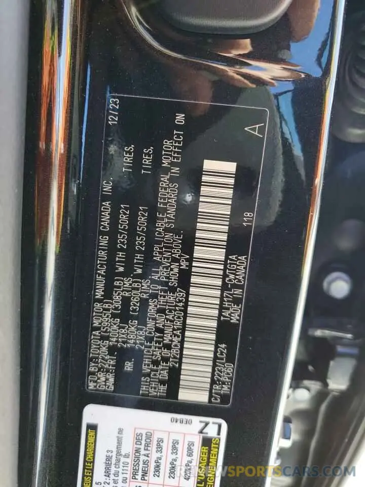 14 Photograph of a damaged car 2T2BCMEA1RC014397 LEXUS RX 500H F 2024