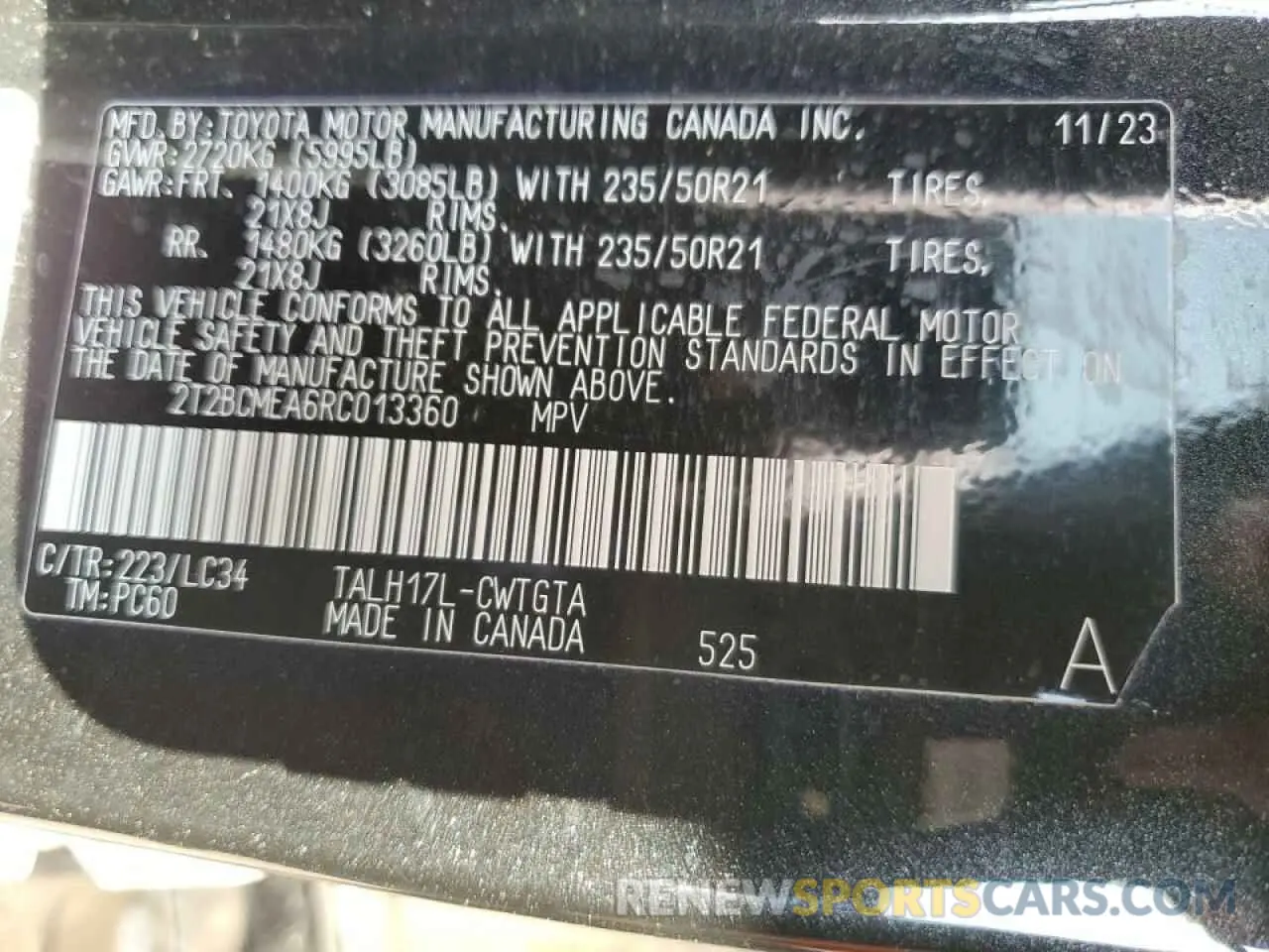 13 Photograph of a damaged car 2T2BCMEA6RC013360 LEXUS RX 500H F 2024