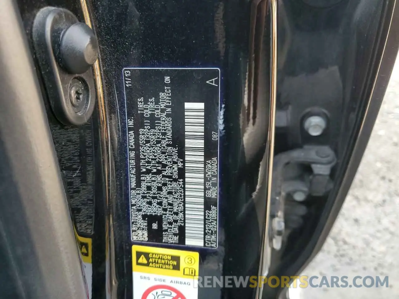 12 Photograph of a damaged car 2T2BK1BA7EC237544 LEXUS RX350 2014