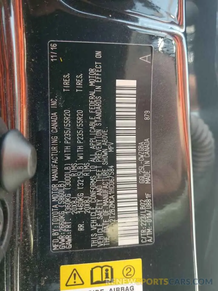 14 Photograph of a damaged car 2T2BZMCA1HC067584 LEXUS RX350 2017
