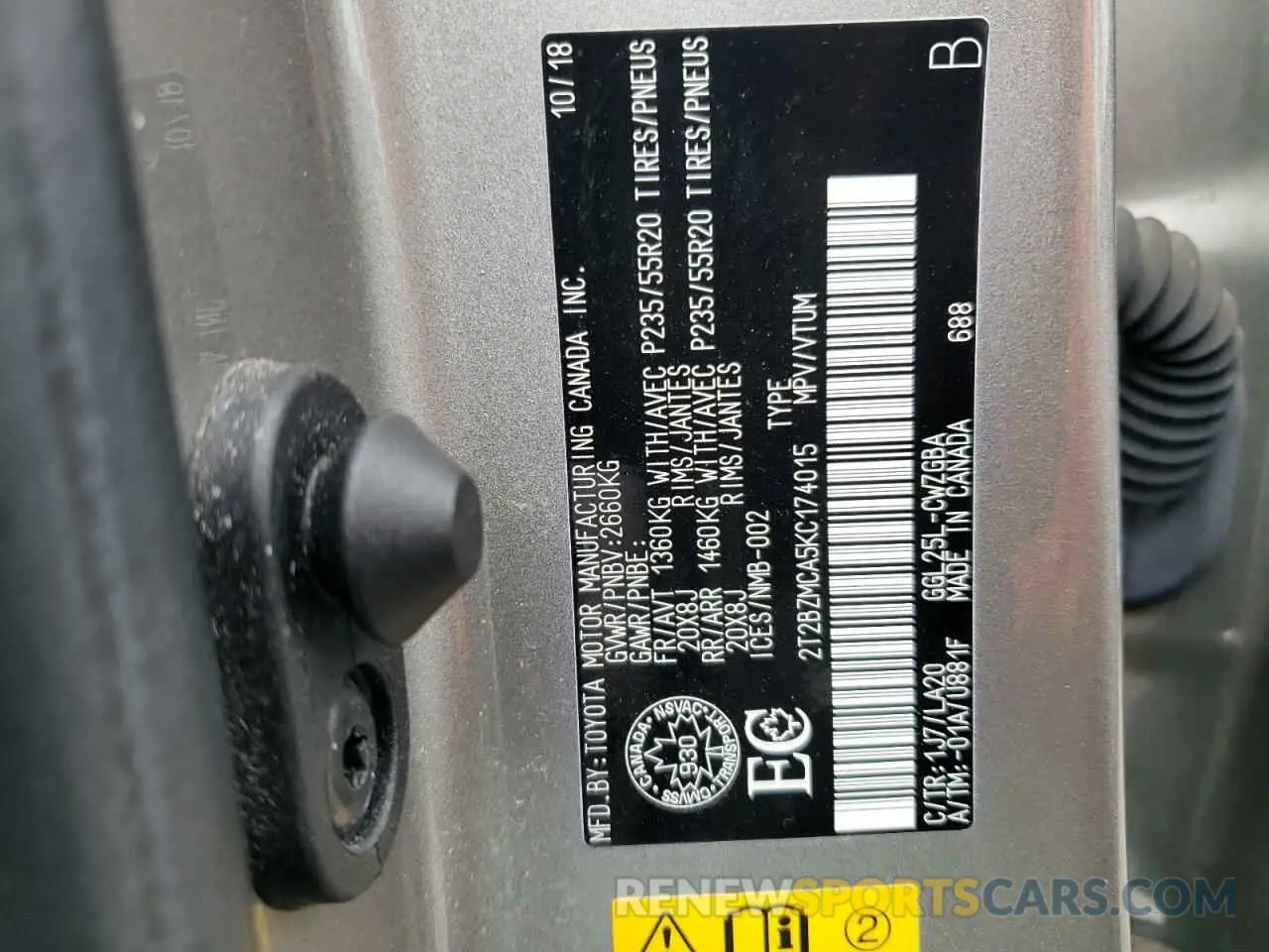 14 Photograph of a damaged car 2T2BZMCA5KC174015 LEXUS RX350 2019