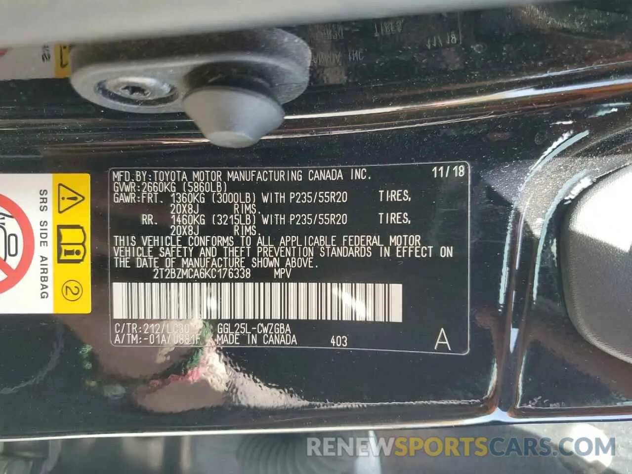 13 Photograph of a damaged car 2T2BZMCA6KC176338 LEXUS RX350 2019