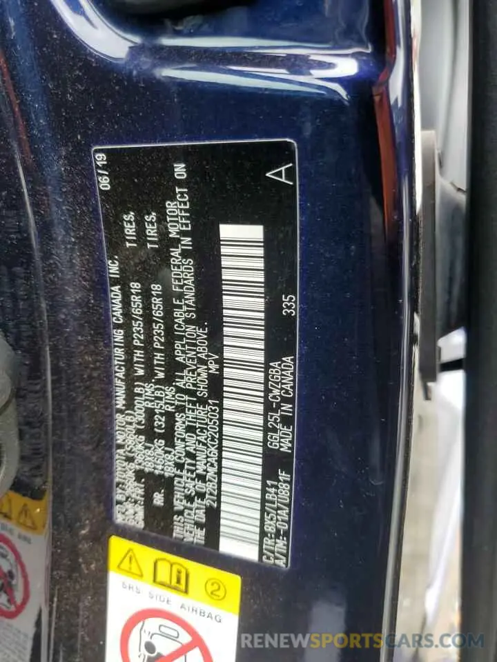 14 Photograph of a damaged car 2T2BZMCA6KC205031 LEXUS RX350 2019