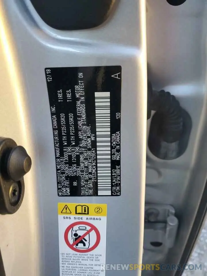 13 Photograph of a damaged car 2T2ZZMCA1KC129541 LEXUS RX350 2019