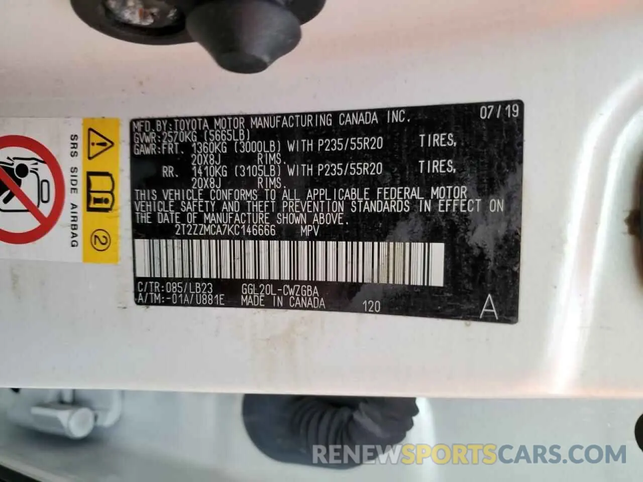 10 Photograph of a damaged car 2T2ZZMCA7KC146666 LEXUS RX350 2019