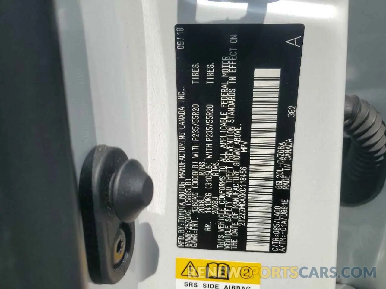 12 Photograph of a damaged car 2T2ZZMCAXKC118456 LEXUS RX350 2019