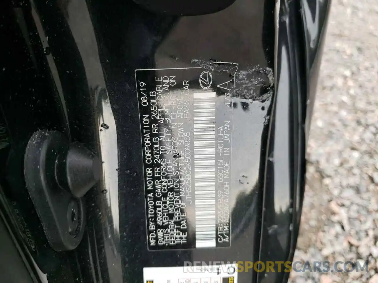 10 Photograph of a damaged car JTHSZ5BC2K5009855 LEXUS RX350 2019