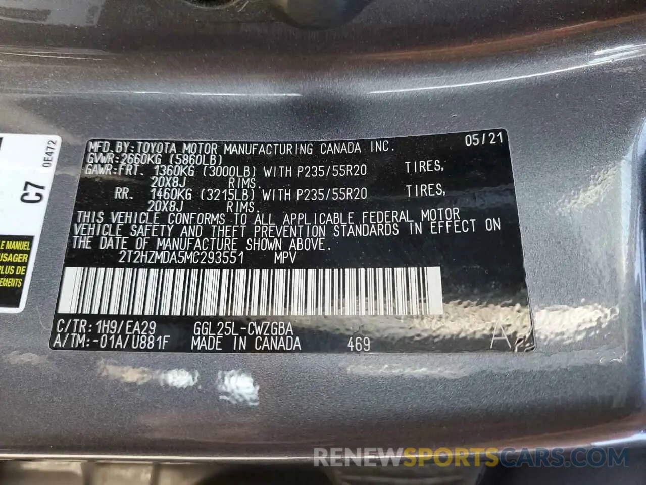 14 Photograph of a damaged car 2T2HZMDA5MC293551 LEXUS RX350 2021