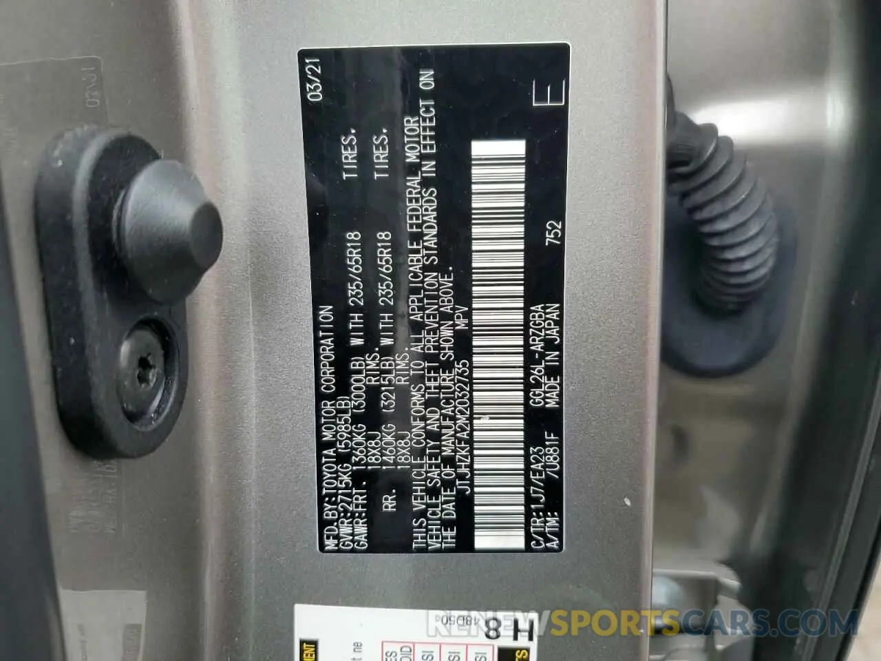13 Photograph of a damaged car JTJHZKFA2M2032735 LEXUS RX350 2021