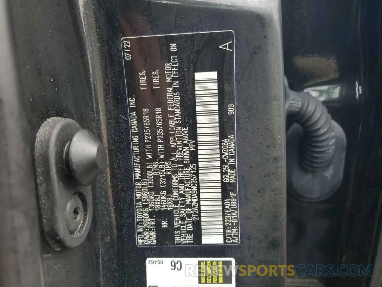 13 Photograph of a damaged car 2T2AZMDA9NC357125 LEXUS RX350 2022