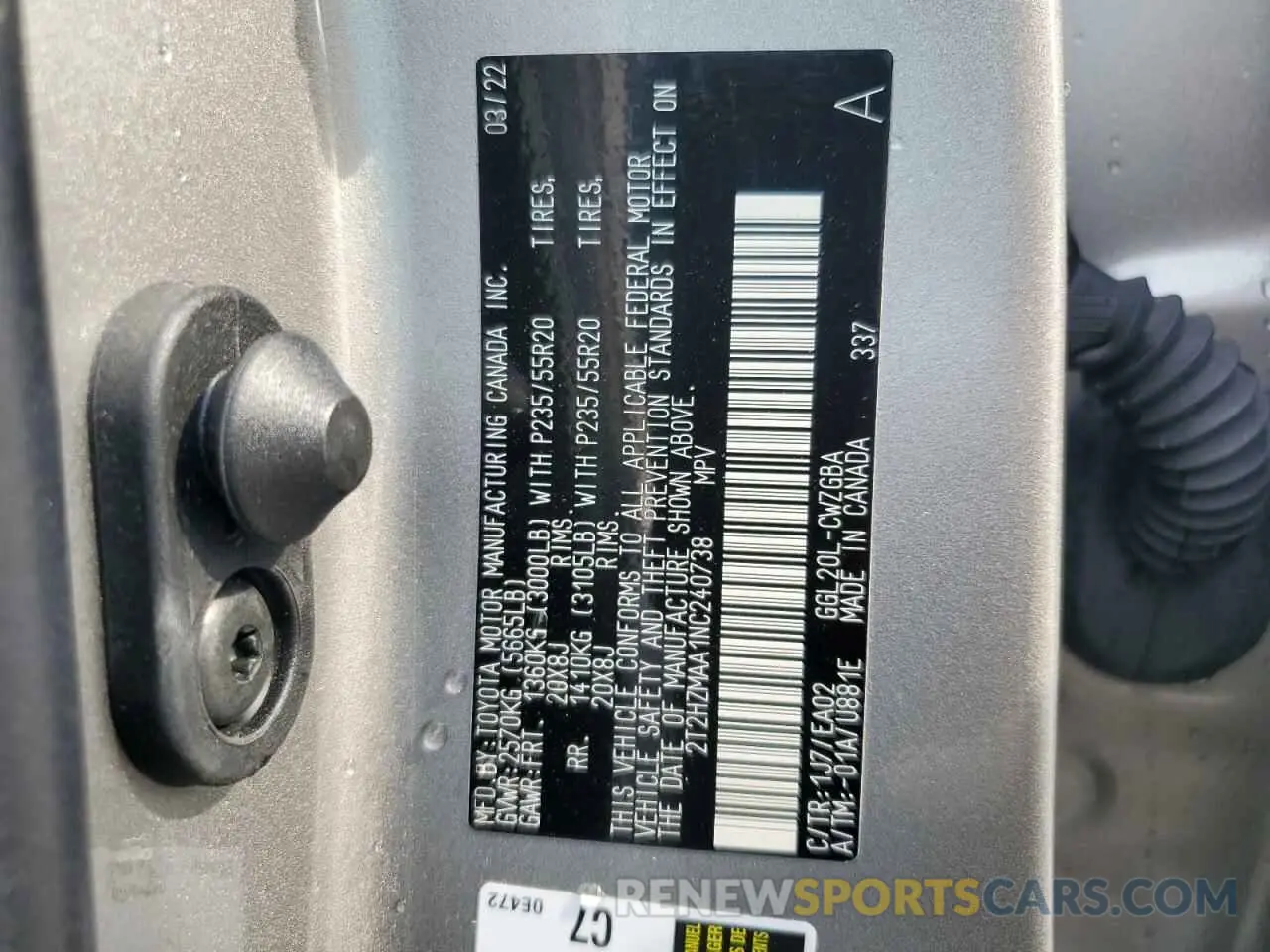 13 Photograph of a damaged car 2T2HZMAA1NC240738 LEXUS RX350 2022