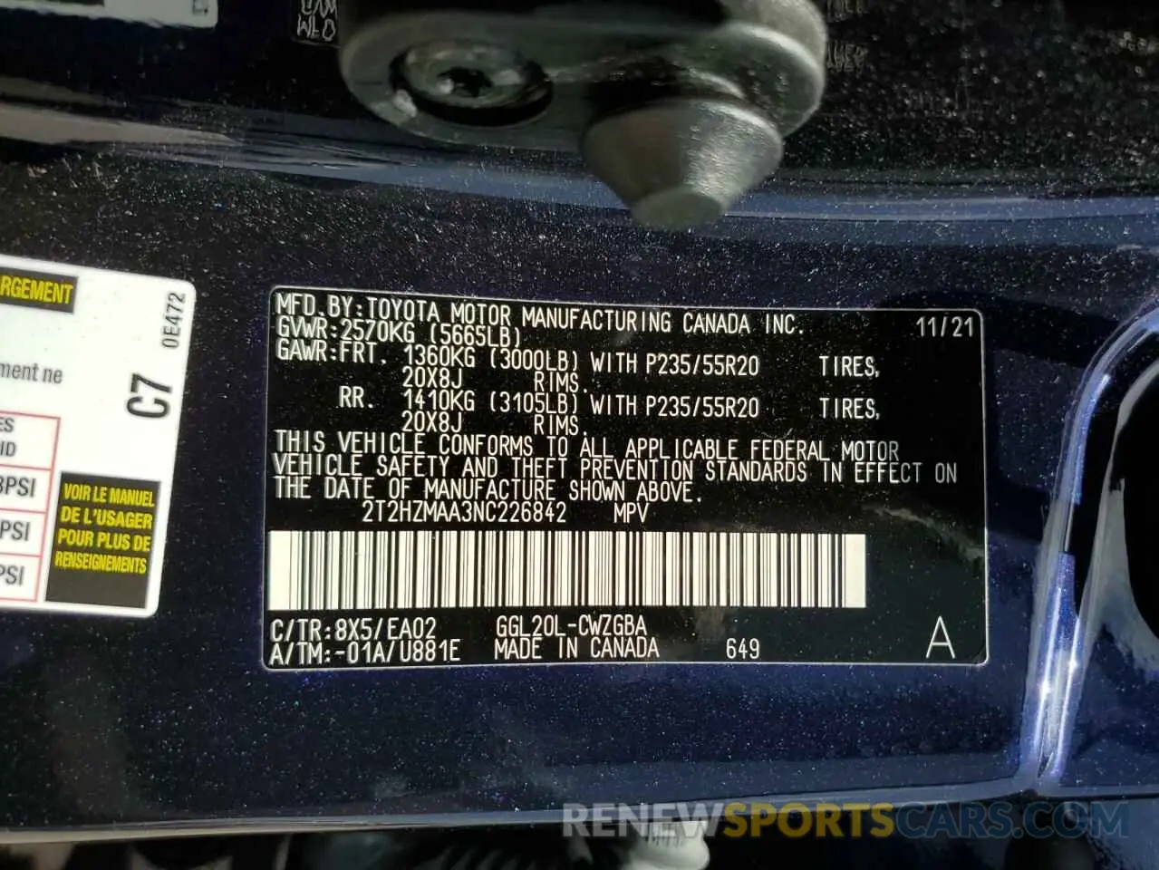 13 Photograph of a damaged car 2T2HZMAA3NC226842 LEXUS RX350 2022