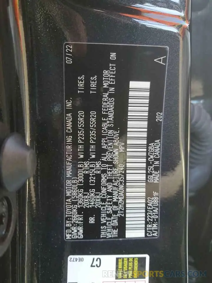 14 Photograph of a damaged car 2T2HZMDA0NC357240 LEXUS RX350 2022