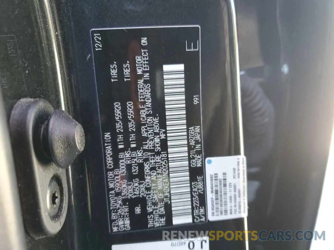 13 Photograph of a damaged car JTJHZKEA1N2025181 LEXUS RX350 2022