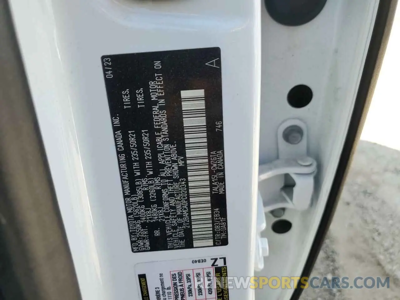 12 Photograph of a damaged car 2T2BAMCA0PC020343 LEXUS RX350 2023